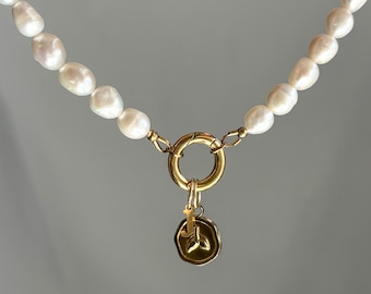 Collar de perlas de agua dulce personalizado con cierre de mosquetón – Diseña tu propio collar de perlas – Acabado en oro o plata, regalo personalizado para ella