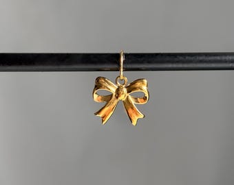 Gold Bow Charm, 18k Gold Plated Stainless Steel