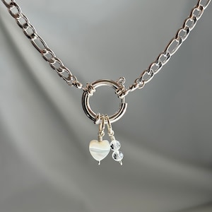 Designa ditt eget halsband, silverfigarohalsband, försilvrat rostfritt stålhalsband, smycken med ädelstensberlocker - berlocker säljs separat