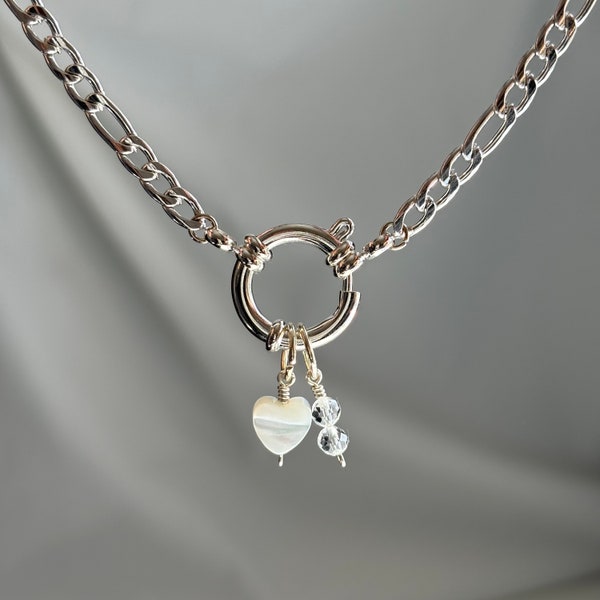 Ontwerp je eigen ketting, zilveren Figaro ketting, verzilverde roestvrijstalen ketting, edelsteen bedelsieraden - Charms worden apart verkocht