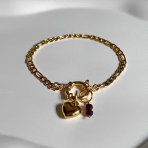 Design Your Own Bracelet, Gold Figaro Bracelet, Gold Plated Stainless Steel Bracelet, Gemstone Charm Jewellery - Charms Sold Seperately