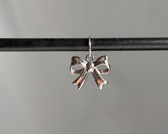 Dark Silver Stainless Steel Bow Charm, Jewellery Finding