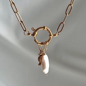 Diseña tu propio collar, collar con colgante de clip dorado, collar con colgante de clip de acero inoxidable chapado en oro de 18k - Los colgantes se venden por separado