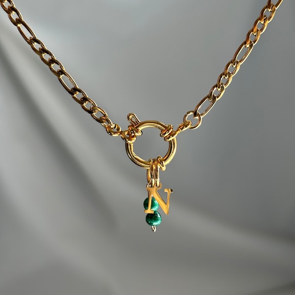 Ontwerp je eigen ketting, gouden Figaro ketting, 18k vergulde roestvrijstalen ketting, edelsteen charme sieraden - Charms worden apart verkocht