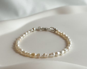 925 Sterling Silver Pearl Clasp Bracelet, Simple Pearl Accessories, Grade A Pearl Jewellery, Christmas Gift Ideas, Secret Santa