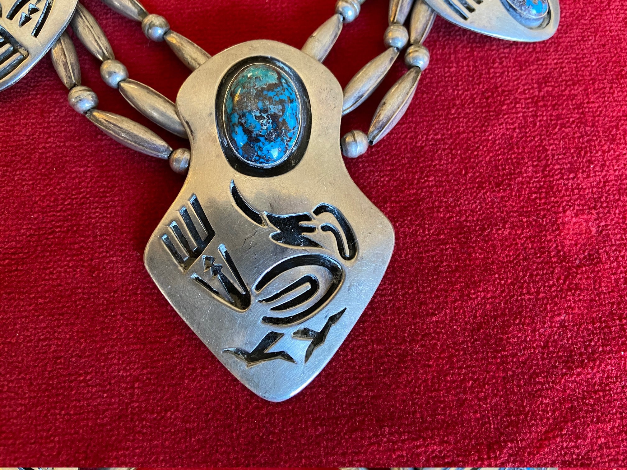 Old Pawn Native American Silver and Turqouise Necklace Etsy