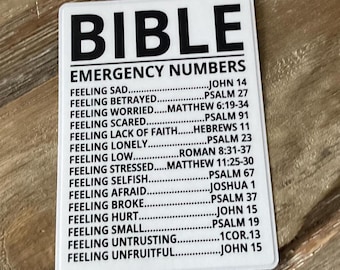 Bible Emergency Numbers Sticker: Christian Faith Decal
