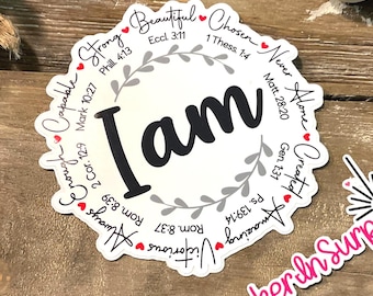 I AM Christian Sticker: Faith Decal for Laptop, Water Bottle