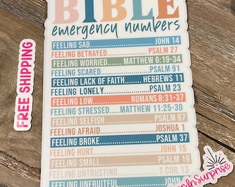 Bible Emergency Numbers Sticker: Christian Laptop, Water Bottle Decal
