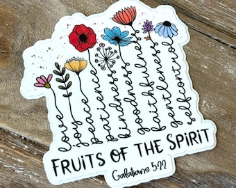 Fruits of the Spirit Sticker, Galatians 5:22, Floral Christian Sticker