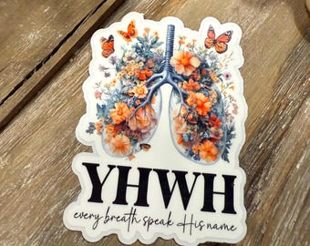 YHWH Floral Lungs Sticker, Christian Decal