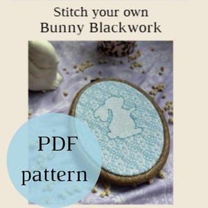 Negative Space Bunny Blackwork PDF-mönster och instruktioner // broderi | introduktion | kanin | påsk | ostara | vår | kanin | pastell