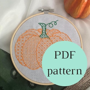 Blackwork Pumpkin PDF pattern and instructions // Blackwork embroidery | introduction to blackwork | pdf pattern | autumn |halloween pumpkin
