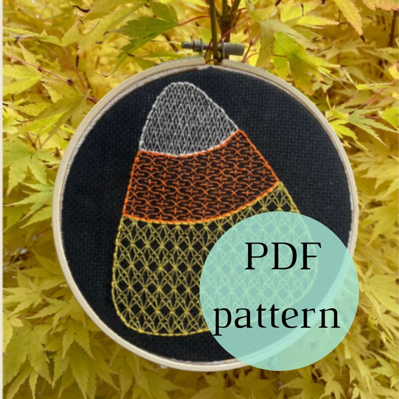 Blackwork Candy Corn PDF Pattern and Instructions //embroidery | Intro ...