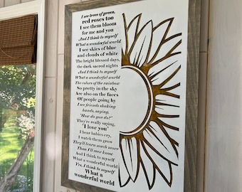 What a Wonderful World - Song Lyrics - Sunflower Sign File -  SVG, laser cut files, Cnc wood, Dxf, INSTANT DOWNLOAD