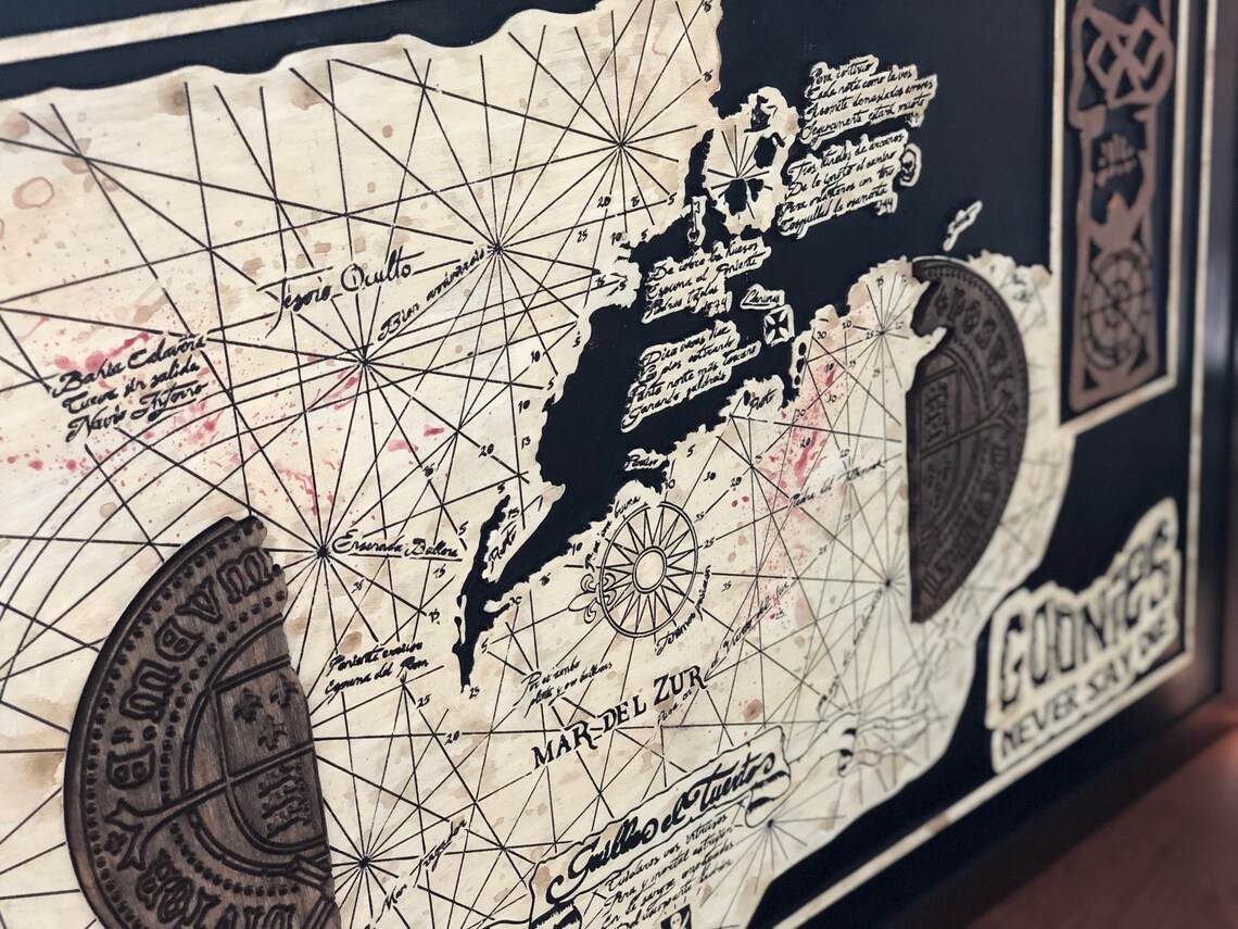 Carved Goonies Map Large 36 x 24 Fine Detail | Etsy