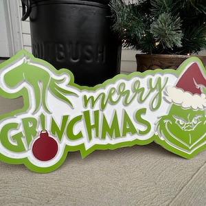 Merry Grinchmas Christmas Sign-bestand - SVG, lasergesneden bestanden, CNC-hout, dxf, INSTANT DOWNLOAD