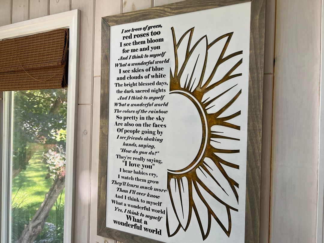 What a Wonderful World Song Lyrics Sunflower Sign File SVG, Laser Cut