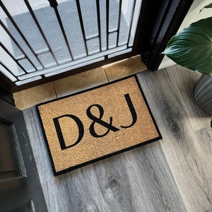 Personalised Couples Initials Doormat Border / Custom Name Doormat / Personalised Coir Doormat / Front Door Welcome Mat / Personalised Gift