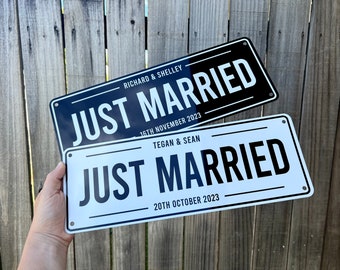 Just Married Number Plates, Personalised Wedding Gift Sign For Wedding Car, Just Married Car Sign, Wedding Car Prop, Gifts for Bride & Groom