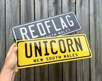 New South Wales Novelty Number Plate Style Sign, NSW Man Cave Bar Sign, Custom Business Plates, Show Car Cover Plate, Car Gift