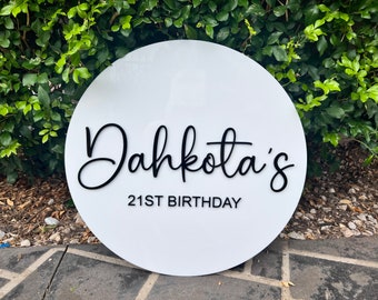 1st 18th 21st 30th 50th Birthday Personalised Acrylic Plaque, Custom Acrylic Birthday Sign, Welcome Large Birthday Disc, Event Decorations