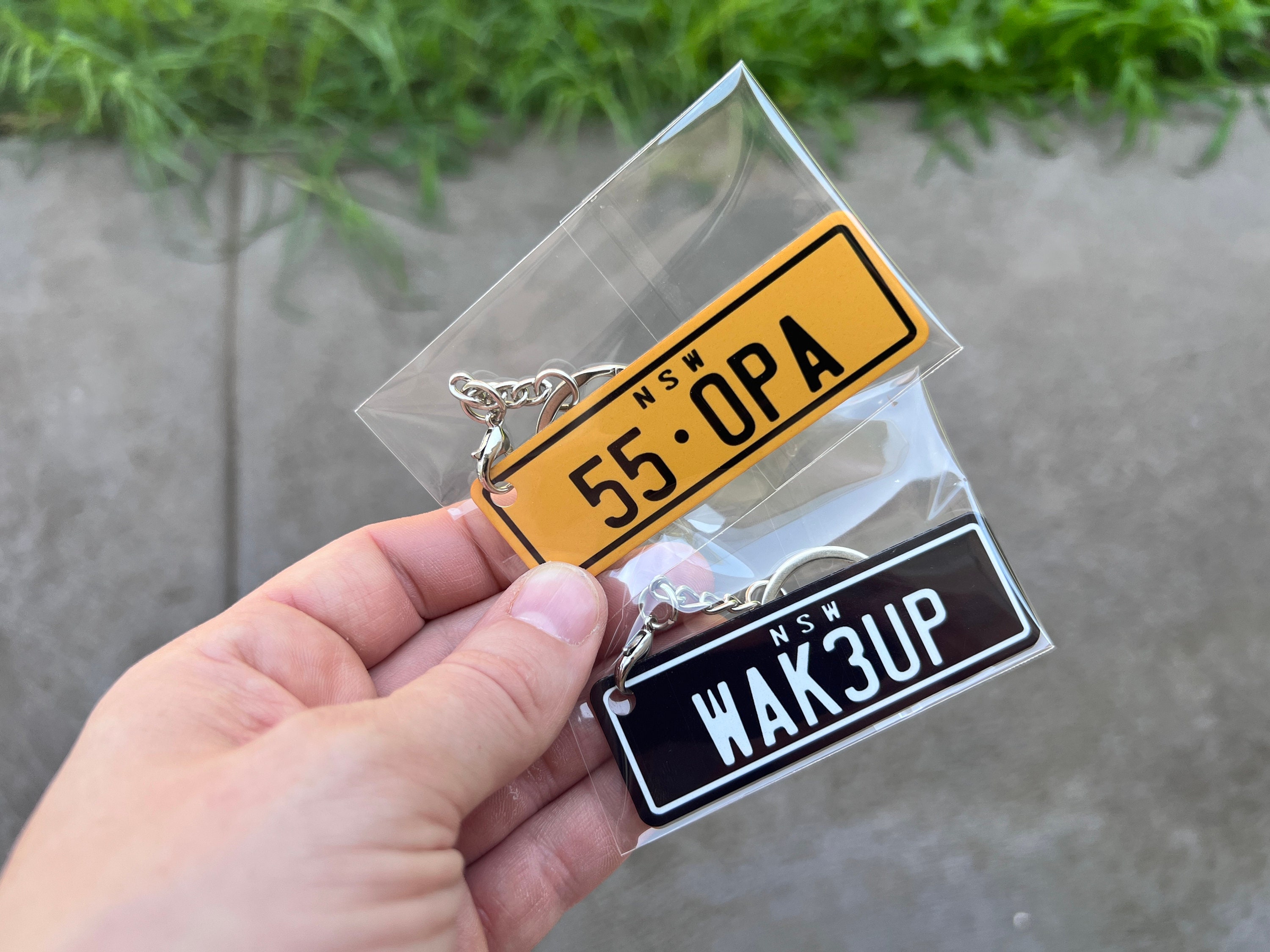Bike number shop plate keychain
