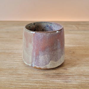 Handmade Stoneware Ceramic Cup, Plum Beige Glaze