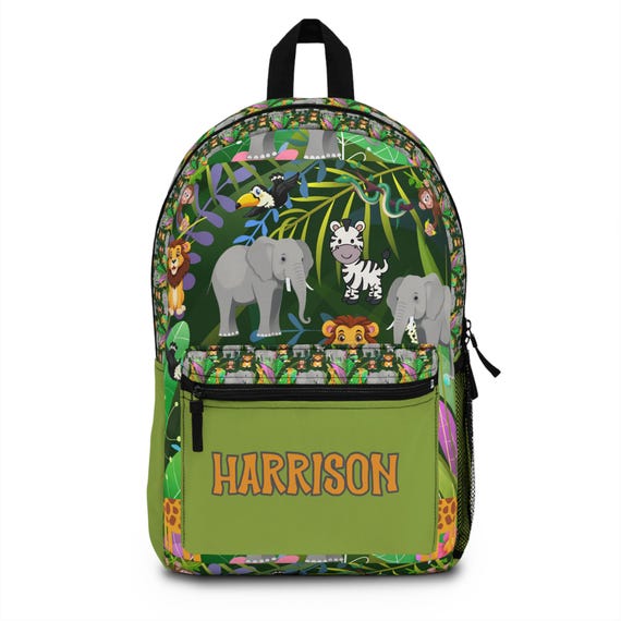 animal elephant backpack bag kids Personalized Jungle Adventure Backpack, Kids School Bag, Animal Print  Backpack, Fun Gifts for Children, Unique Birthday Present
