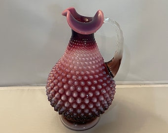 Fenton Plum Opalescent Hobnail Decanter