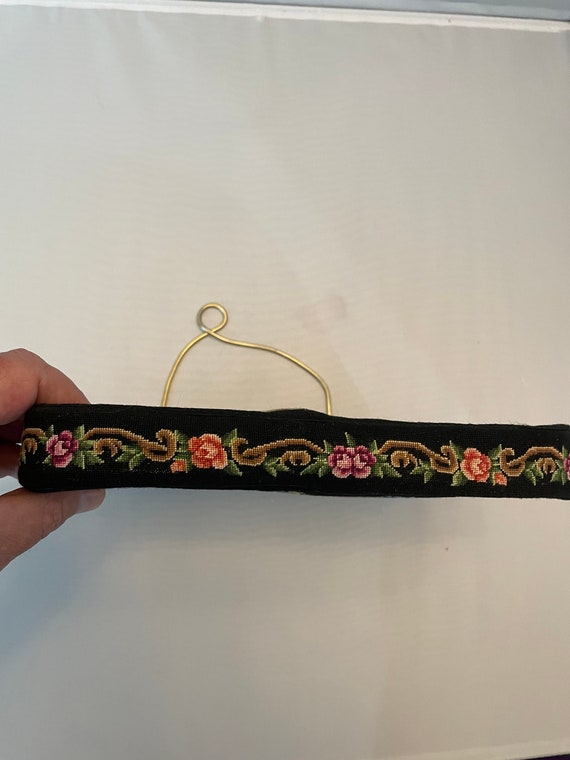 Vintage Tapestry Petit Point Black Floral handbag - image 5