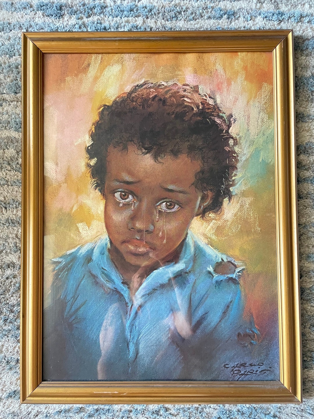 Crying Boy Frame Crying Boy Signed Print in Frame - Etsy