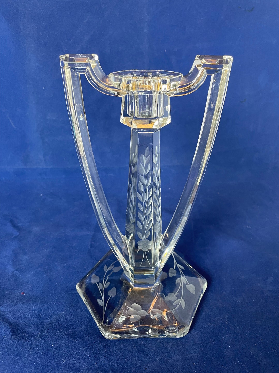 Art Deco Glass Candle Holder Etsy