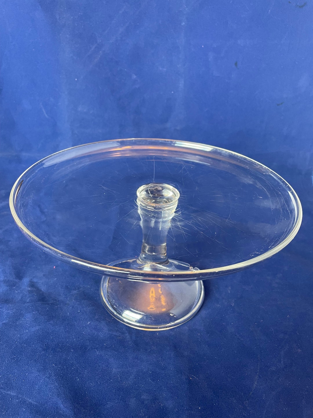 Medium Clear Glass Cake Stand Etsy