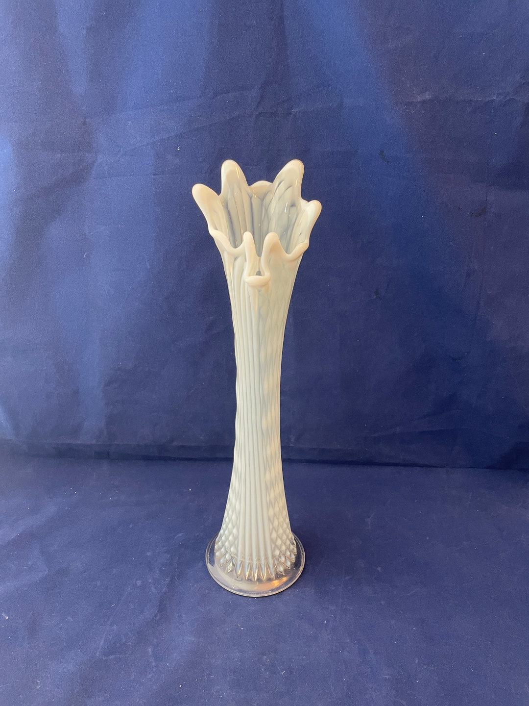 13 Fenton White Opalescent Swung Vase Etsy