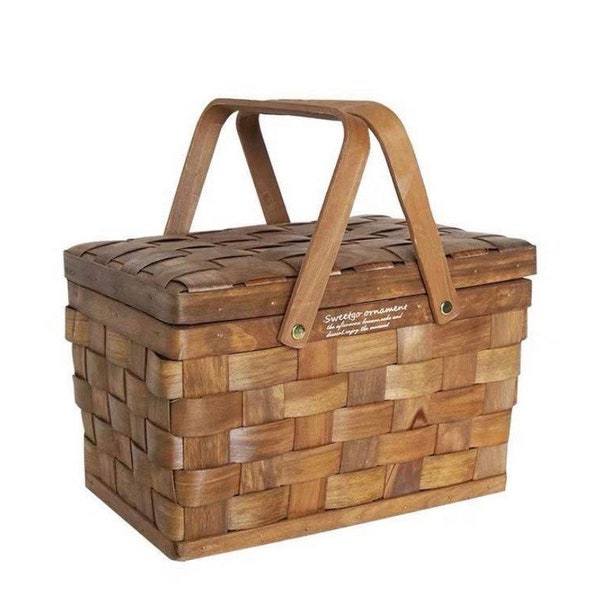 Bamboo Picnic Basket Etsy