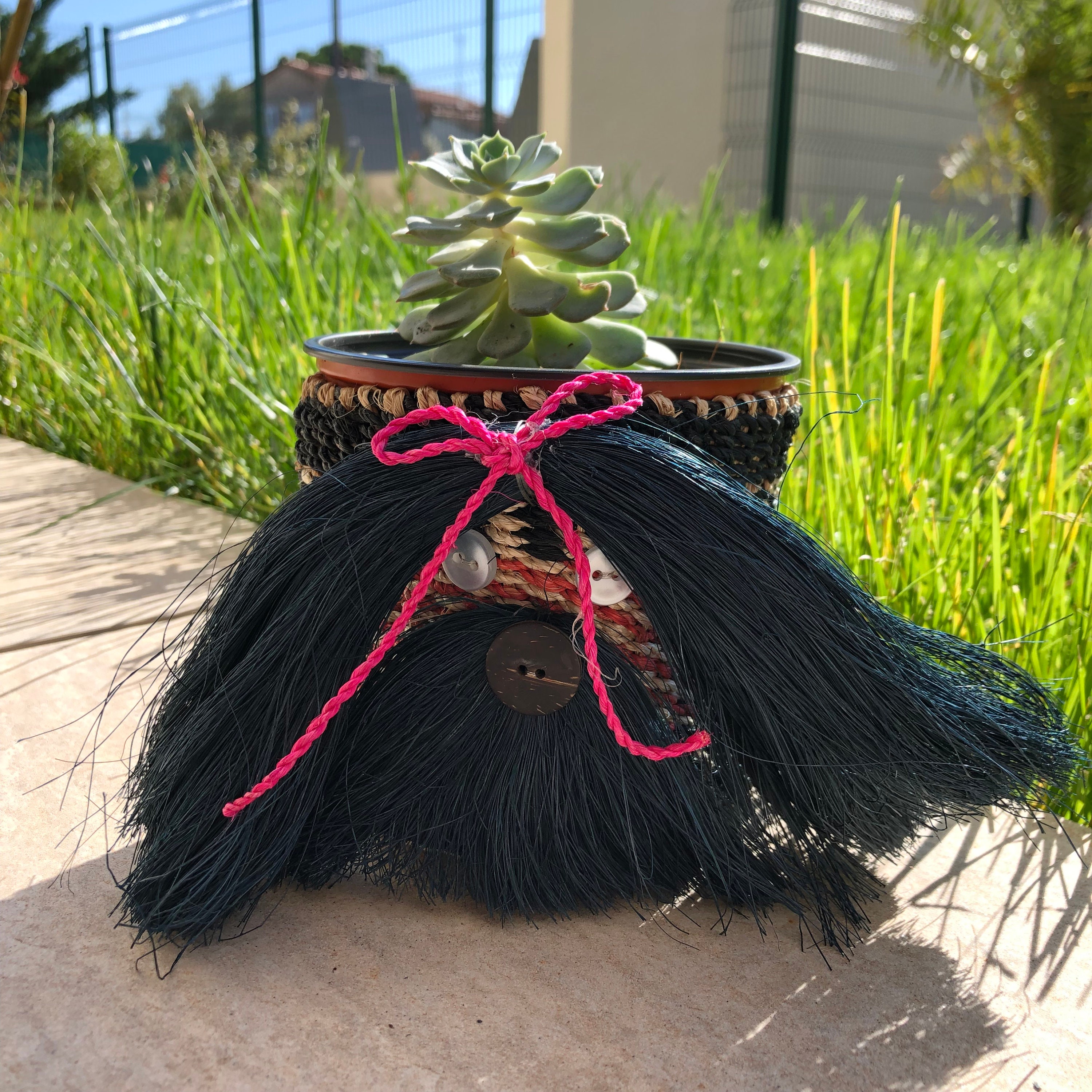 Mini Dog Plant Pot Paniers de Paille