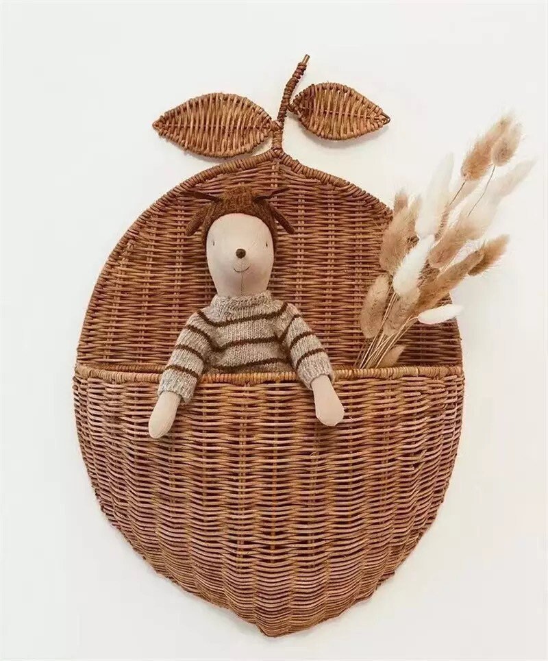 Panier en Osier Forme de Citron Pour La Décoration Murale