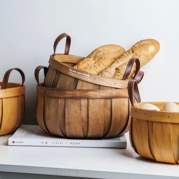 Wood Baskets Etsy