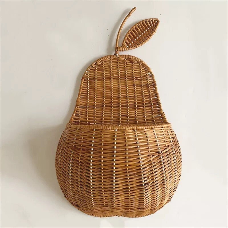 Panier en Osier Forme de Poire Pour La Décoration Murale