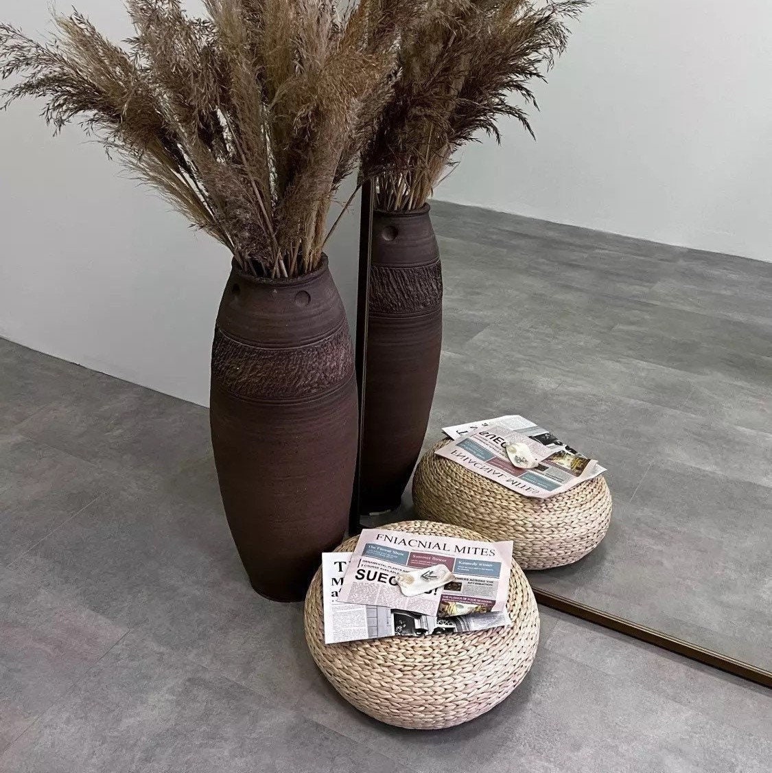 Coussin de Sol Rond en Paille Tatami Japonais