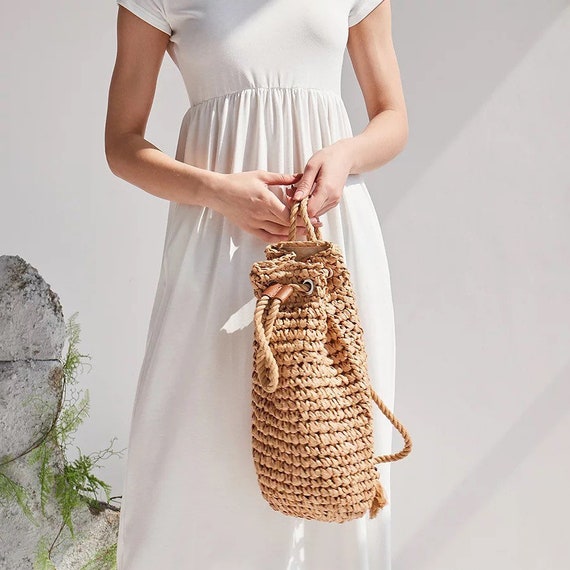 Handmade Summer Straw Drawstring 