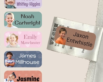 Personalised Photo Name Labels for Clothes | Waterproof Stick-On Kids' Uniform Stickers