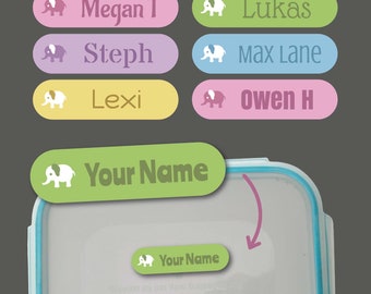 Personalised Elephant Name Labels | Waterproof Stick On Kids School Stickers