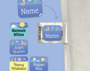 Personalised Deluxe Llama Stick On Clothing Name Labels | Kids Name Labels for Clothes | Stick On Clothing Labels | Waterproof
