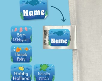Personalised Deluxe Under The Sea Stick On Clothing Name Labels | Kids Name Labels for Clothes | Stick On Clothing Labels | Waterproof