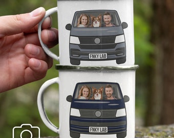 Custom Photo Upload Enamel Campervan Mug – T6 & T6.1