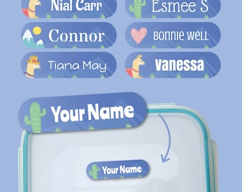 Personalised Llama Name Labels – Waterproof Kids Stickers (Water Bottles, School Supplies)