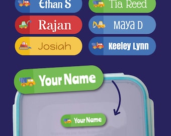 Personalised Digger Name Labels – Waterproof Kids Stick On Stickers (Waterproof)