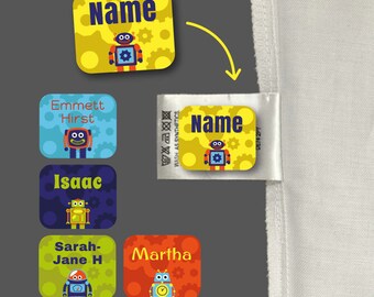 Stick On Robot Clothing Name Labels | Kids Name Labels | Stick On Clothing Labels | School Labels